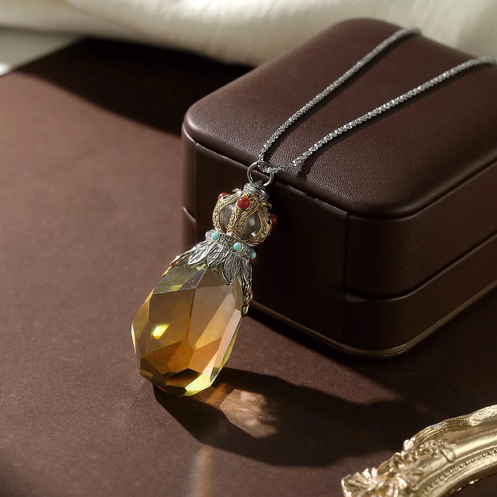 Vintage Large Citrine Perfume Bottle - 2