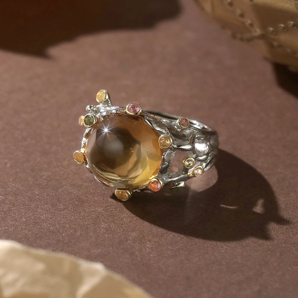 Vintage cabochon citrine - 3