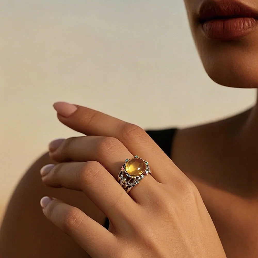 Vintage cabochon citrine - 2