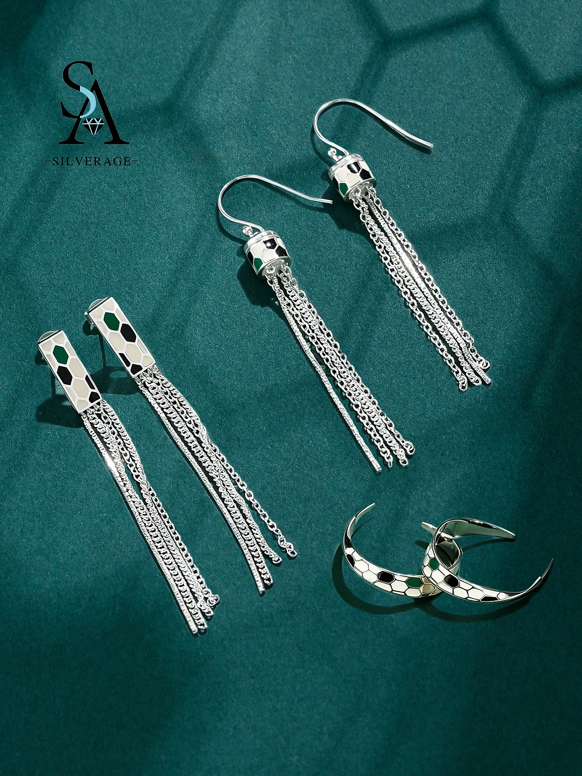 Original Viper 925 plata esmalte aros gruesos llamativos borla caída