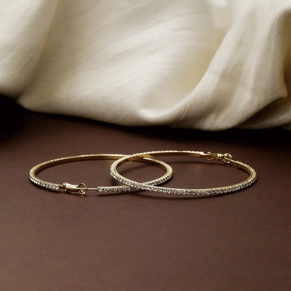 Aretes de aro grandes completamente pavé de CZ - 2