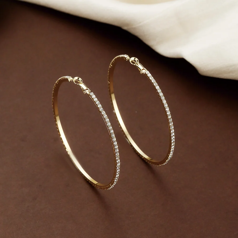 Aretes de aro grandes completamente pavé de CZ - 3