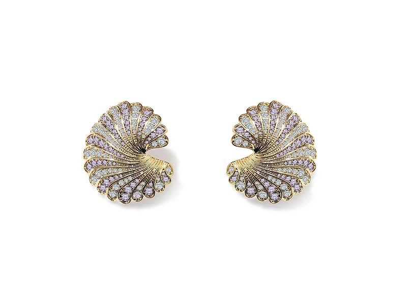Zirconia cúbica púrpura en forma de abanico