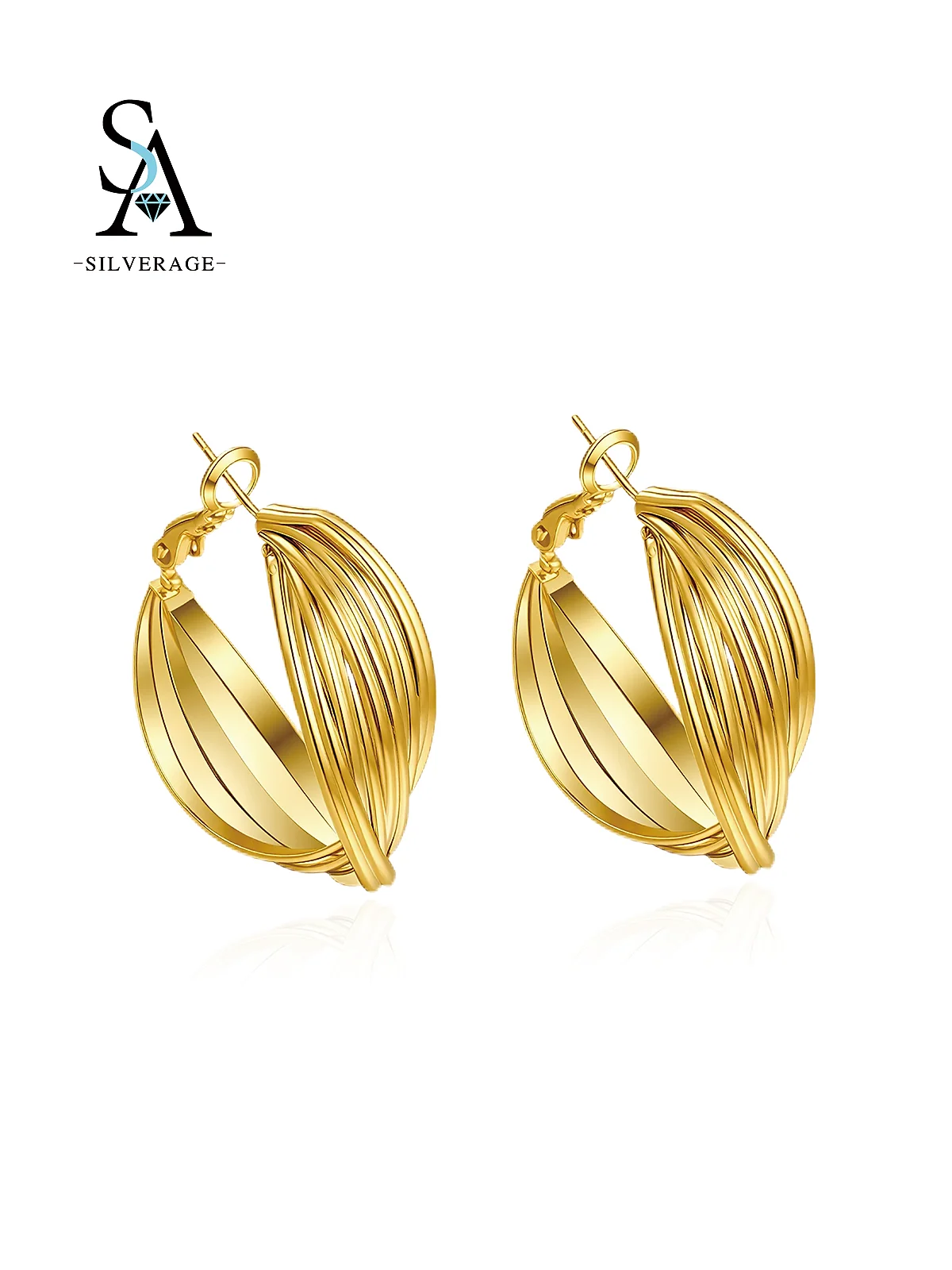 Gold Plated Twisted Multi-Layer Hoop