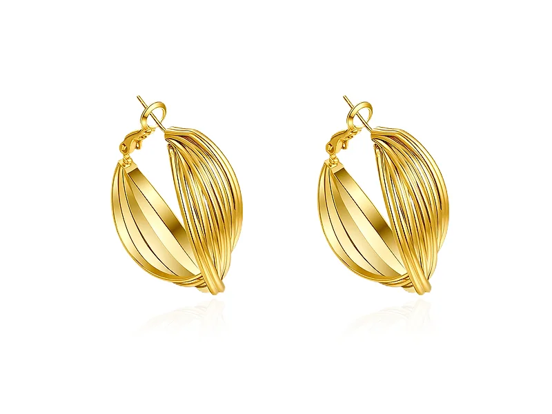 Gold Plated Twisted Multi-Layer Hoop