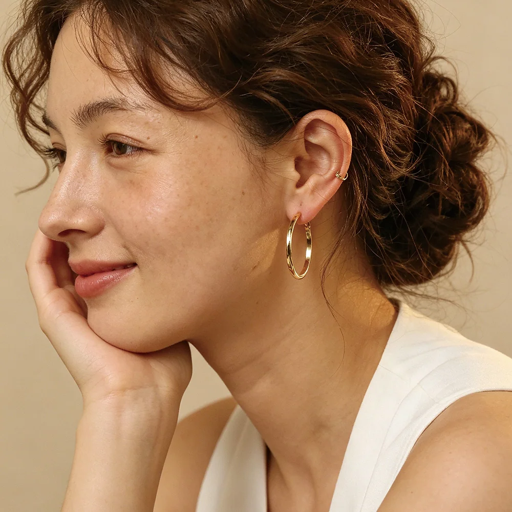 Gold Plated Thin Smooth Hoop - 2