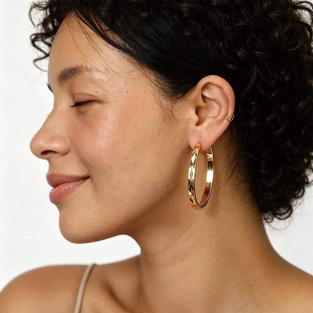 Gold Plated Thin Smooth Hoop - 3