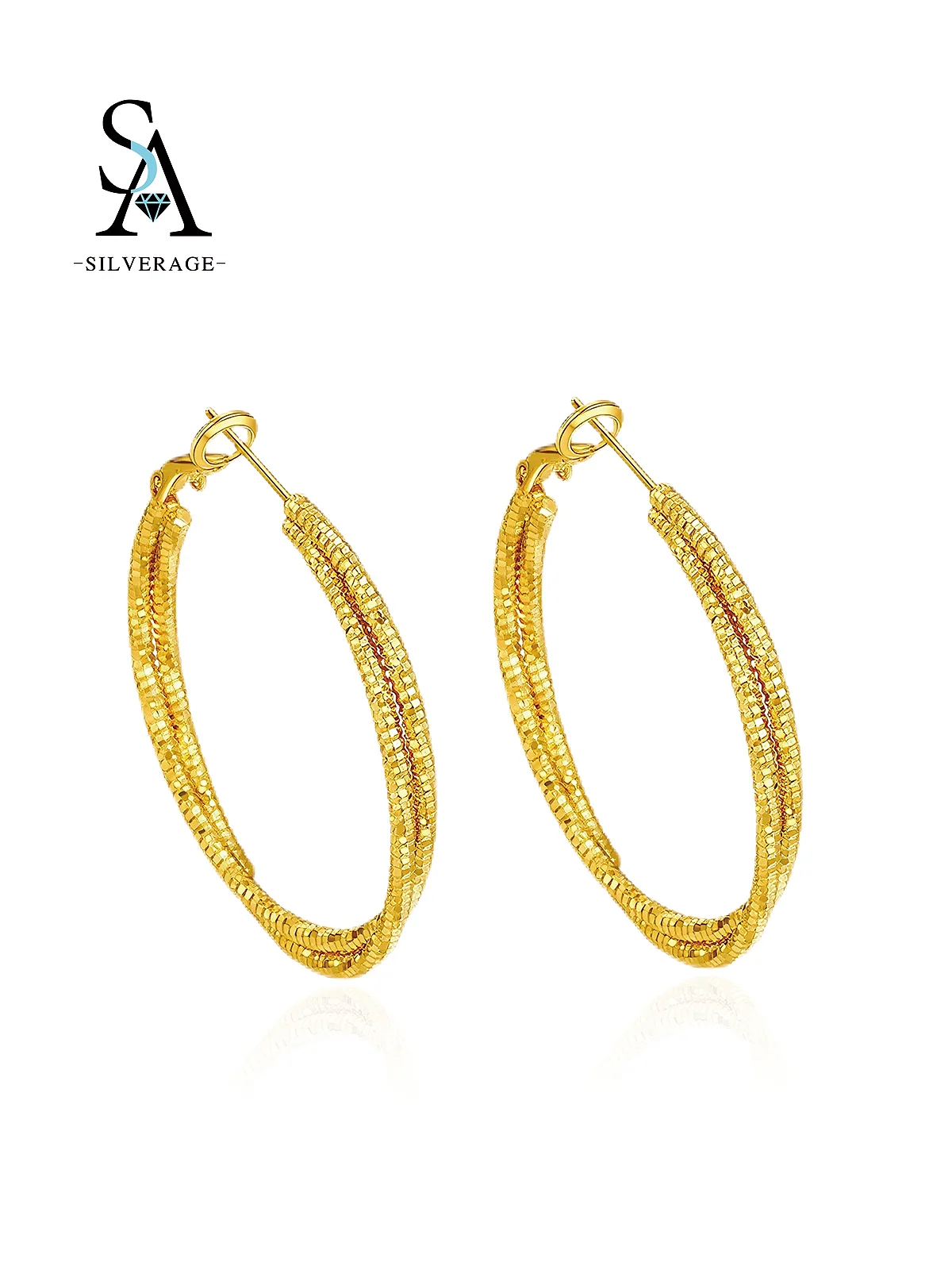 Gold Plated Multi-Layer Textured Hoop