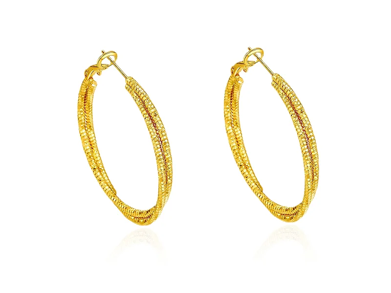 Gold Plated Multi-Layer Textured Hoop