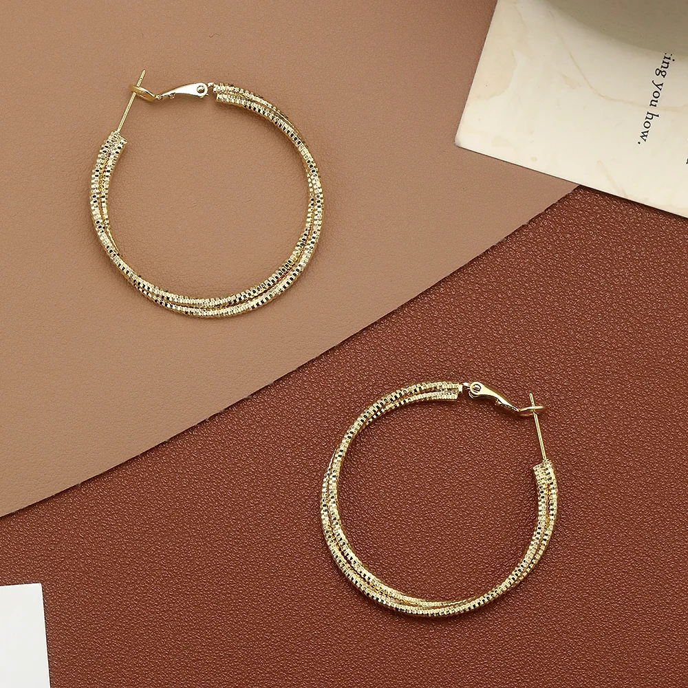 Gold Plated Multi-Layer Textured Hoop - 3
