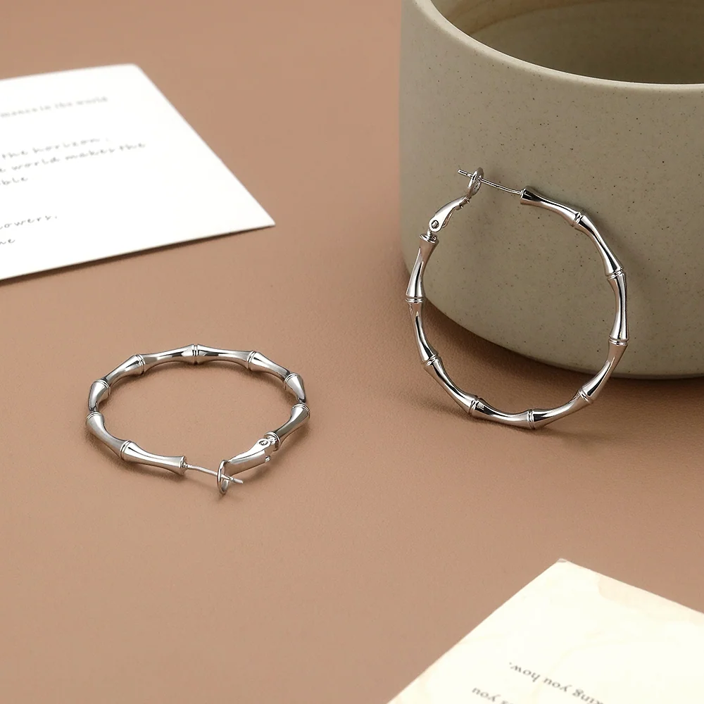 Boucles d'oreilles cercles en bambou - 2