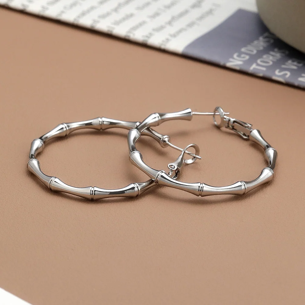 Boucles d'oreilles cercles en bambou - 3