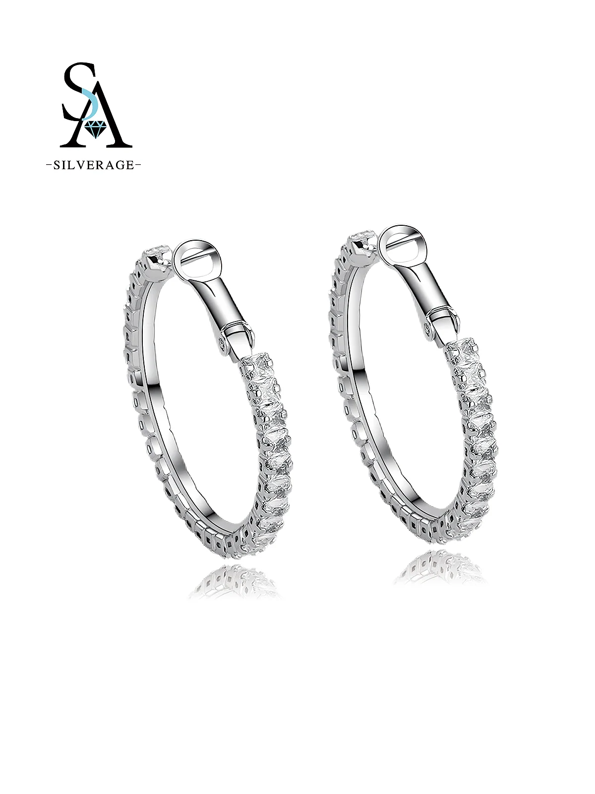 Rhodium Plated Full CZ Paved Hoop