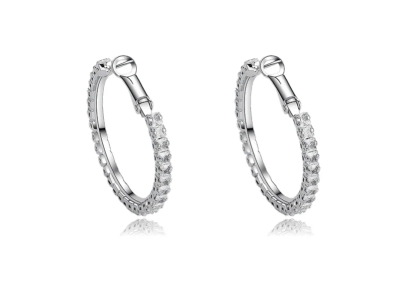 Rhodium Plated Full CZ Paved Hoop