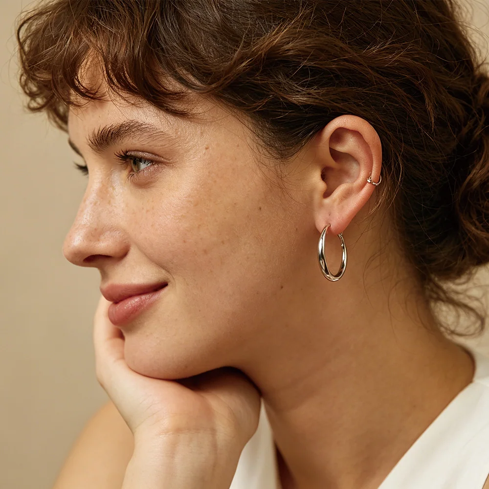 Hoop lisse plaqué rhodium - 2