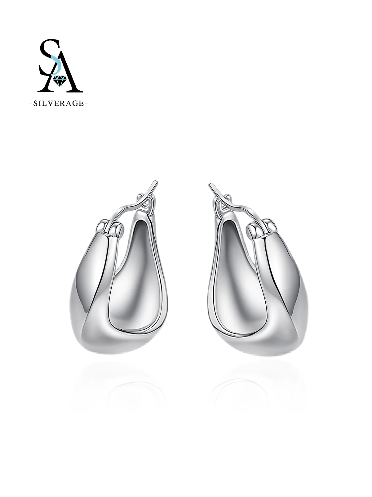 Aretes de aro geométricos de plata