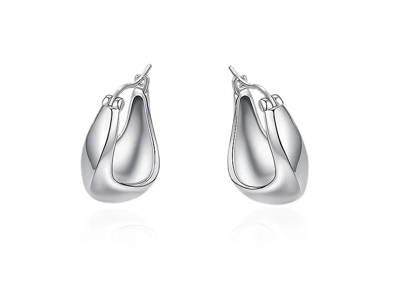 Aretes de aro geométricos de plata
