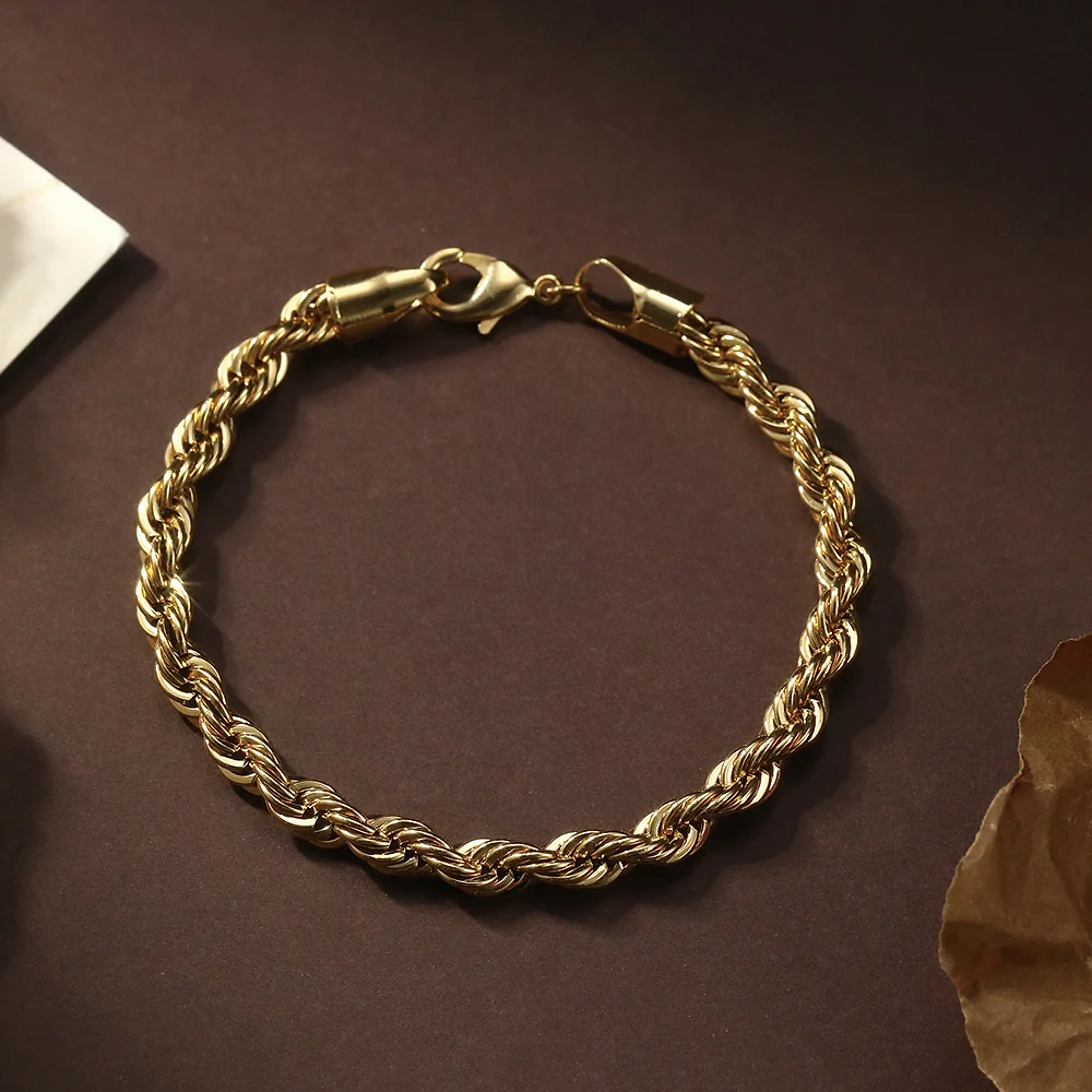 Cadena de cuerda chapada en oro - 2