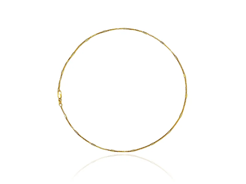 Gold Plated Box Chain with Cylinder Beads