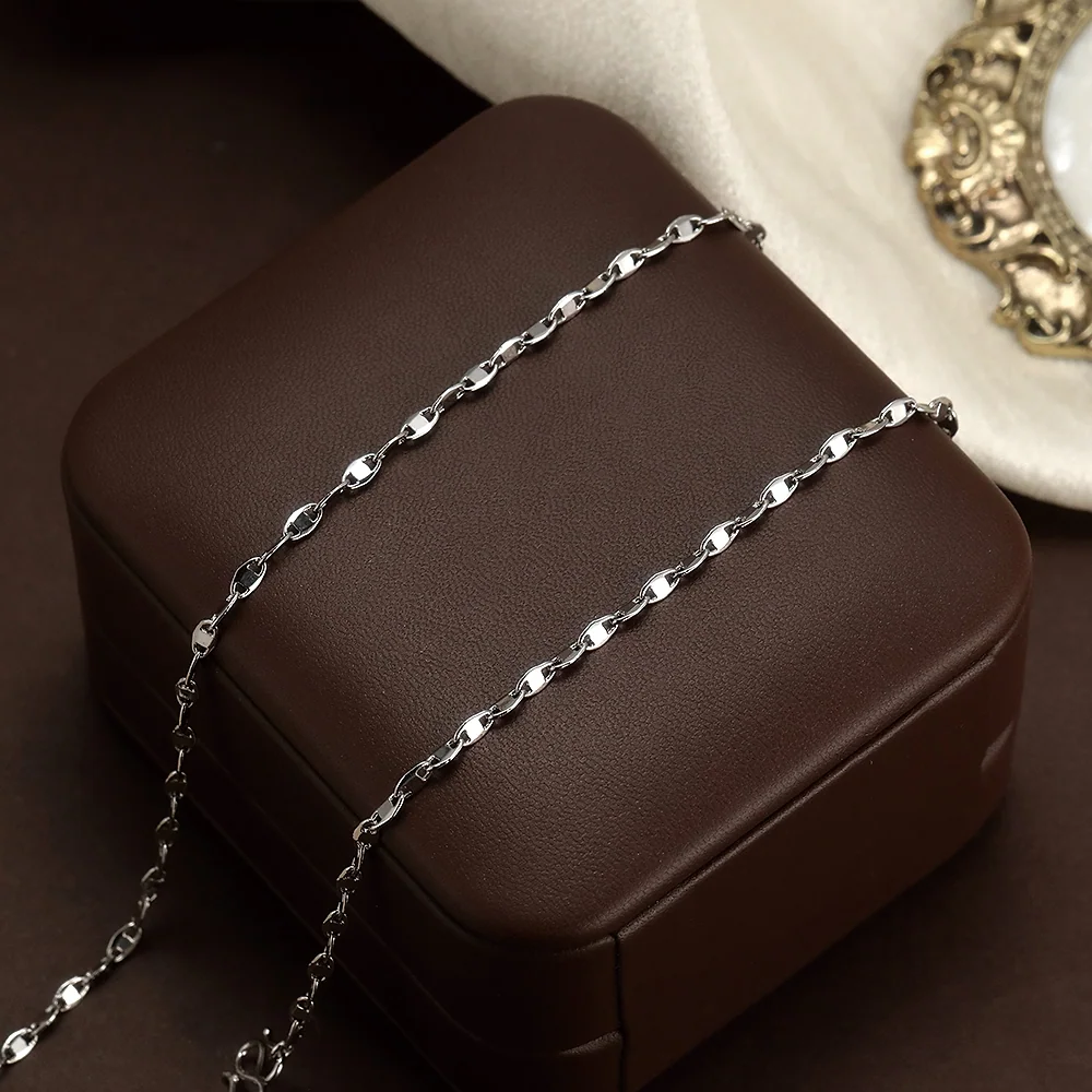 Polished Silver Flat Link Chain - 2