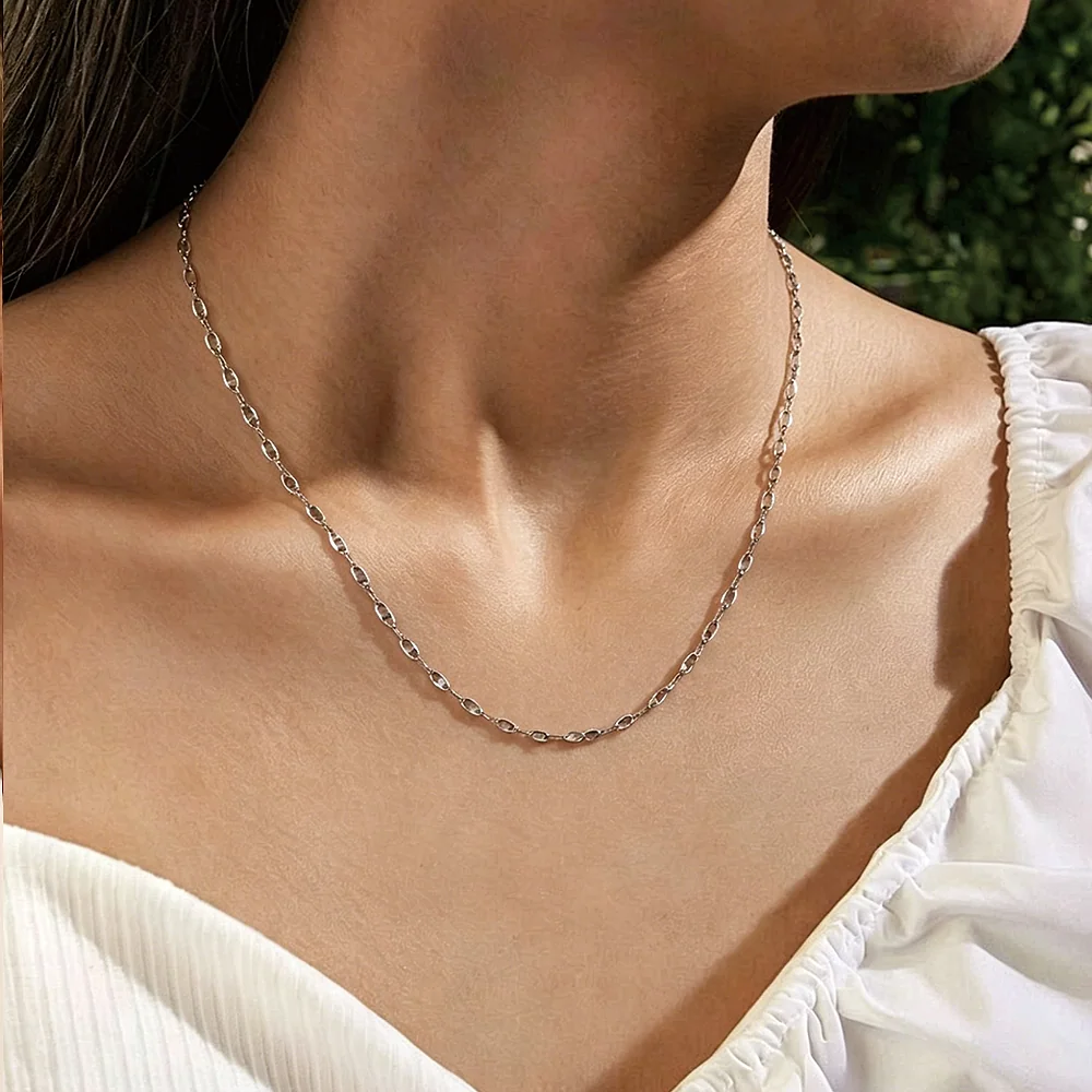 Polished Silver Flat Link Chain - 3