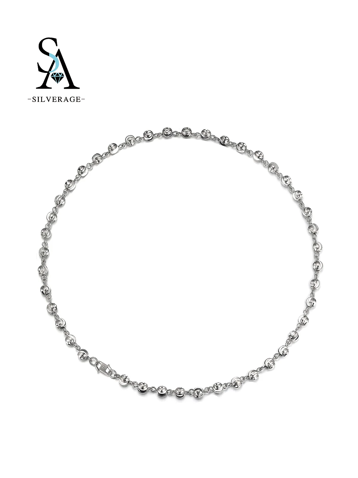 Chaîne satellite en argent et cristal minimaliste