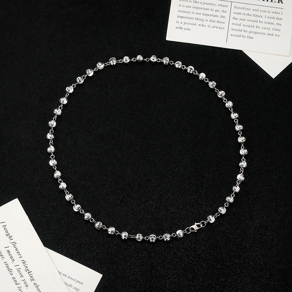 Chaîne satellite en argent et cristal minimaliste - 3