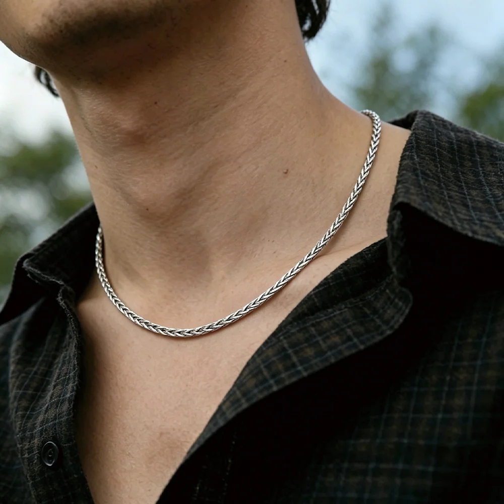 Chaîne torsadée en argent de style corde - 2