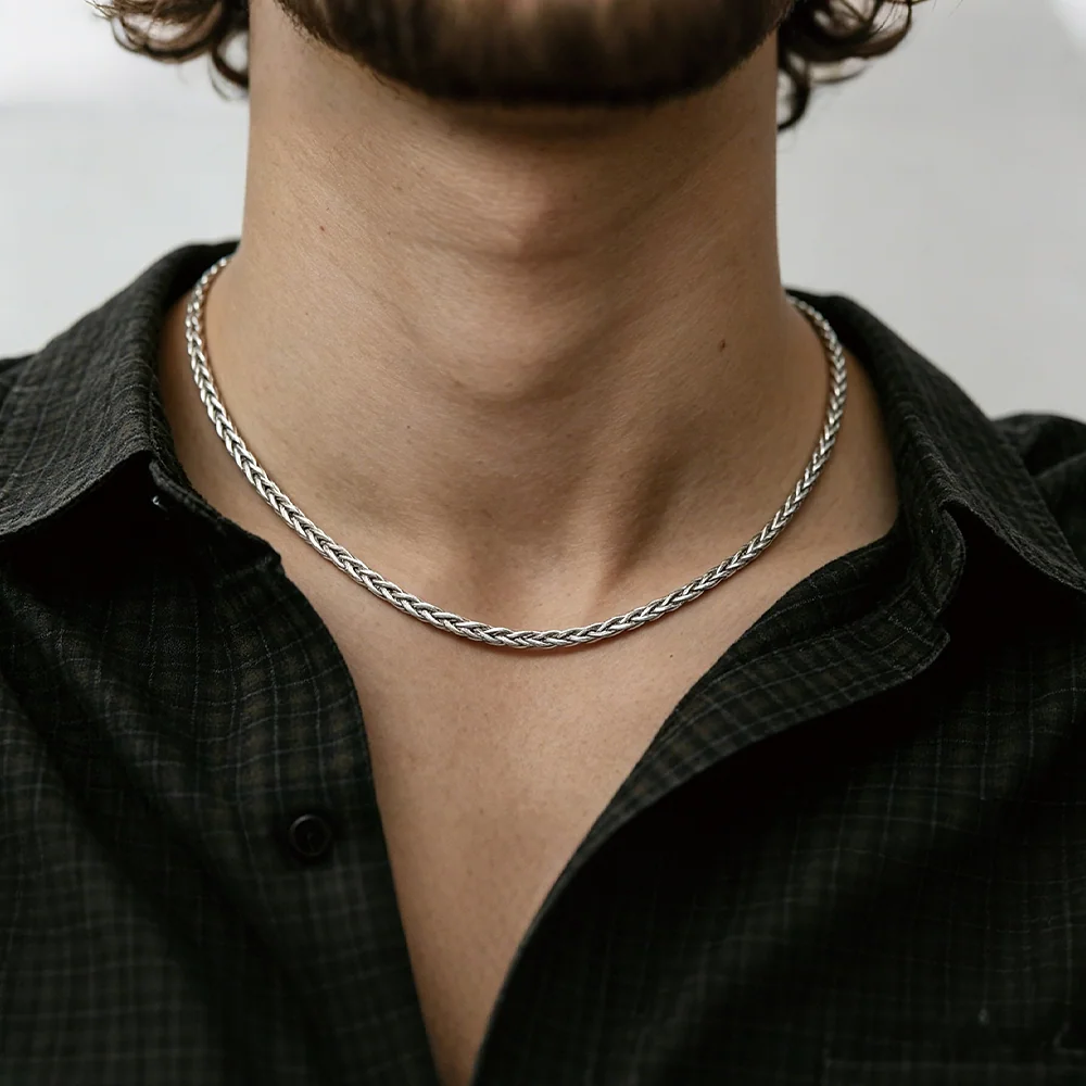 Chaîne torsadée en argent de style corde - 3