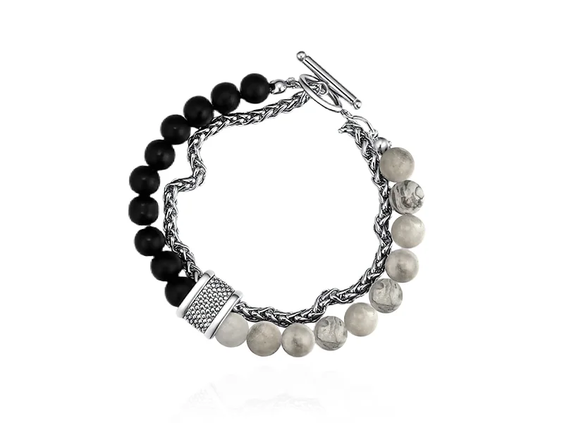Men's Two-Tone Beaded Braided