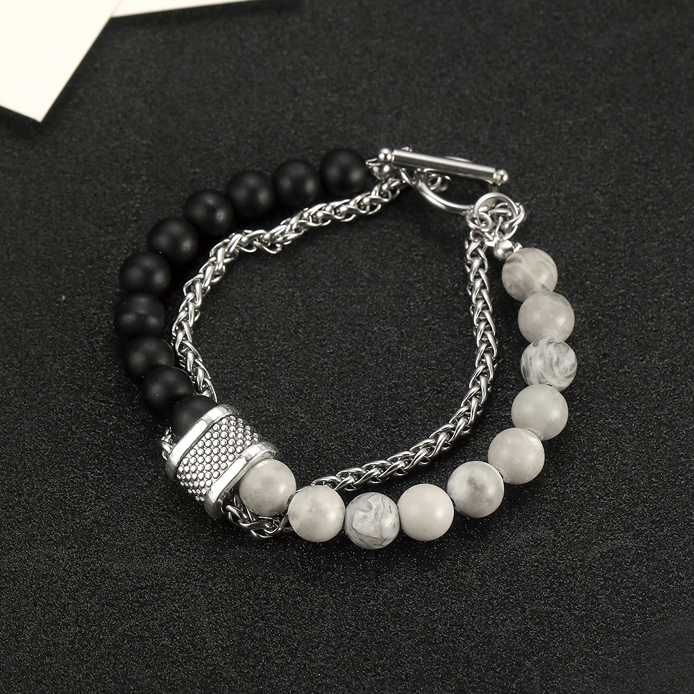 Men's Two-Tone Beaded Braided - 2