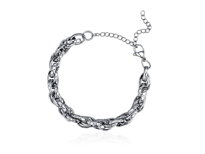 Chaîne en argent oxydé motif blé