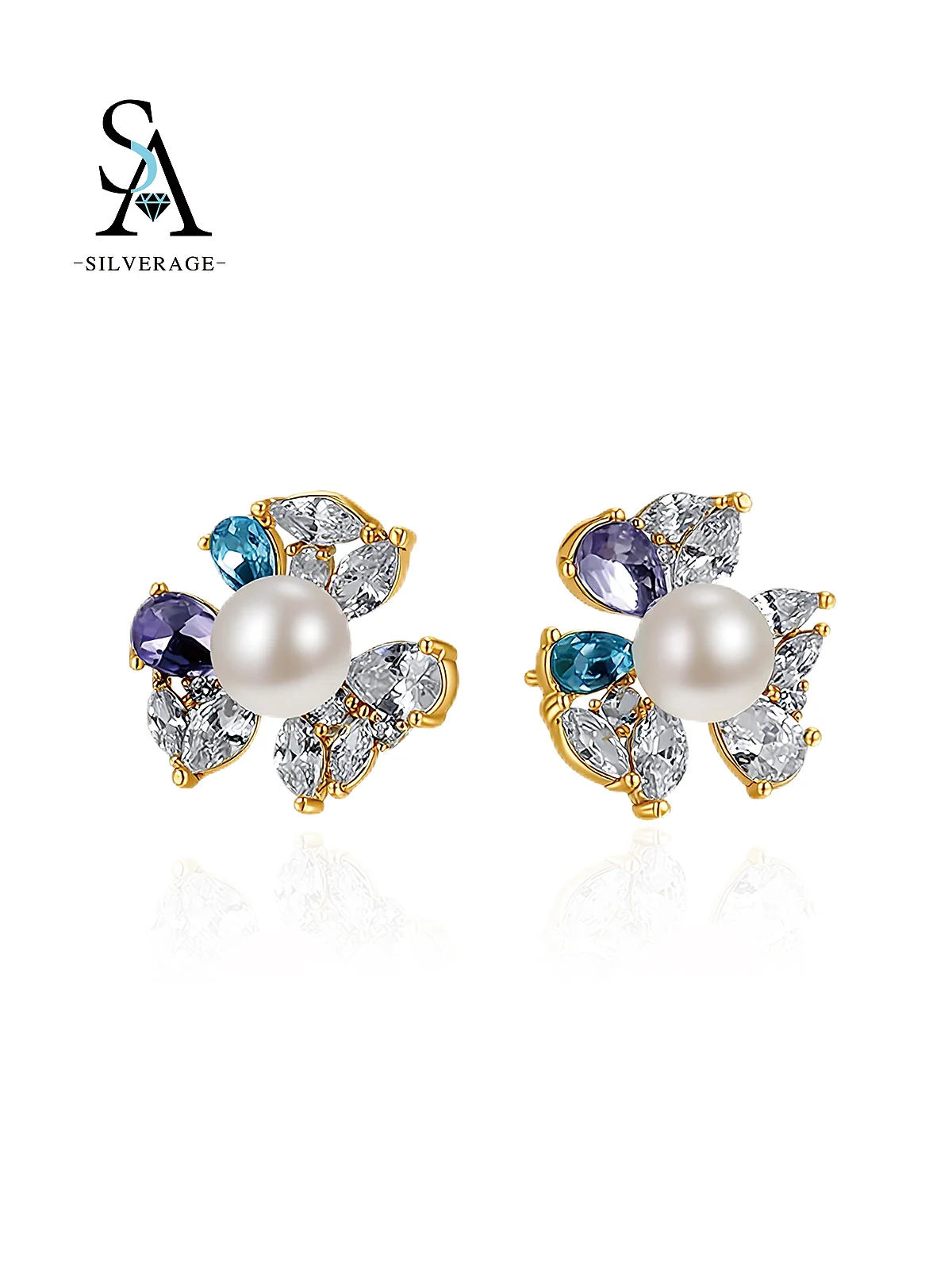 Clou d'oreille floral perle