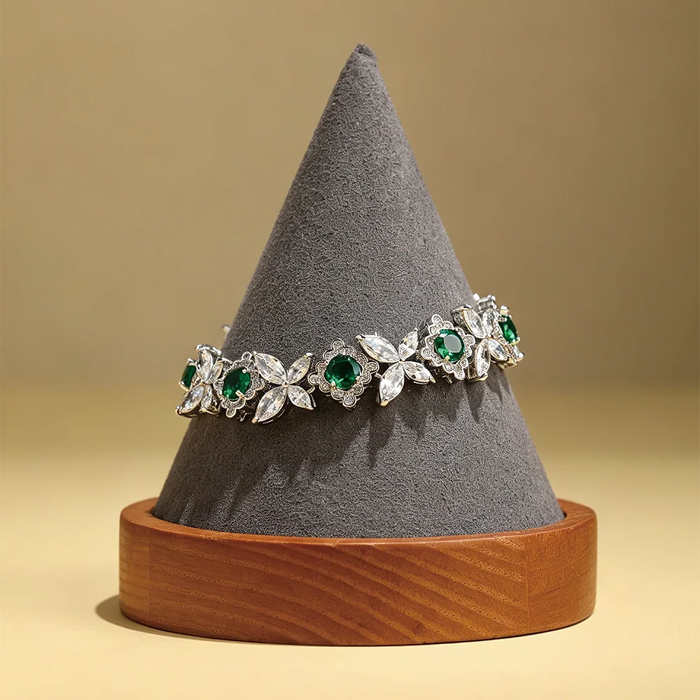 Luxury Imitation Emerald Cubic Zirconia 3 In 1 Jewelry Set Bridal Crown Drop Earrings Necklace For Prom Wedding Party